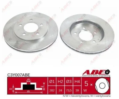 Диск гальмівний передн лів/прав CHRYSLER CARAVAN, GRAND VOYAGER III, PROWLER, VOYAGER III, VOYAGER IV DODGE CARAVAN PLYMOUTH VOYAGER 2.0-3.8 01.95-12.07 ABE C3Y007ABE