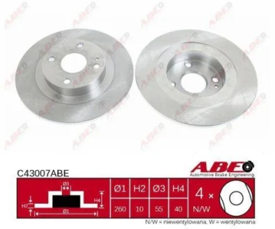 Диск гальмівний задн лів/прав MAZDA 323 F VI, 323 S VI 1.6-2.0D 09.98-05.04 ABE C43007ABE