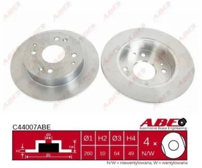 Диск гальмівний задн лів/прав HONDA ACCORD IV, ACCORD V, CIVIC VI, INSPIRE ROVER 600 I 1.8-2.3 09.89-02.01 ABE C44007ABE