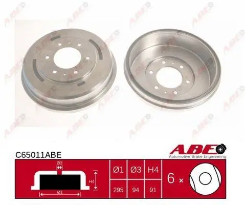 Гальмівний барабан задн MITSUBISHI L200, L200 / TRITON 2.4D/2.5D 01.04- ABE C65011ABE (фото 1)