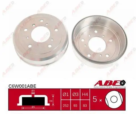 Гальмівний барабан задн VW LT 28-35 I, LT 40-55 I 2.0-2.7D 04.75-06.96 ABE C6W001ABE (фото 1)