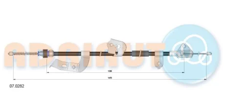 Трос стояночного гальма задн прав (1475мм/1475мм) CITROEN C1 PEUGEOT 107 TOYOTA AYGO 1.0/1.4D 06.05-09.14 ADRIAUTO 070282