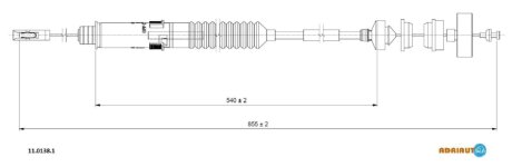Трос зчеплення (855мм/540мм) CITROEN EVASION, JUMPY I FIAT SCUDO, ULYSSE LANCIA ZETA PEUGEOT 806, EXPERT 1.9D/2.0 06.94-12.06 ADRIAUTO 1101381