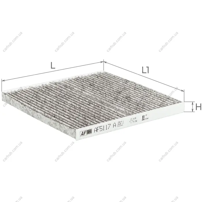 Фільтр салону Toyota Land Cruiser 03-/Camry 00-05/Prius 00-/Lexus GX 01-/RX/Subaru Legacy (вугільний) ALPHA FILTER AF5117a (фото 1)