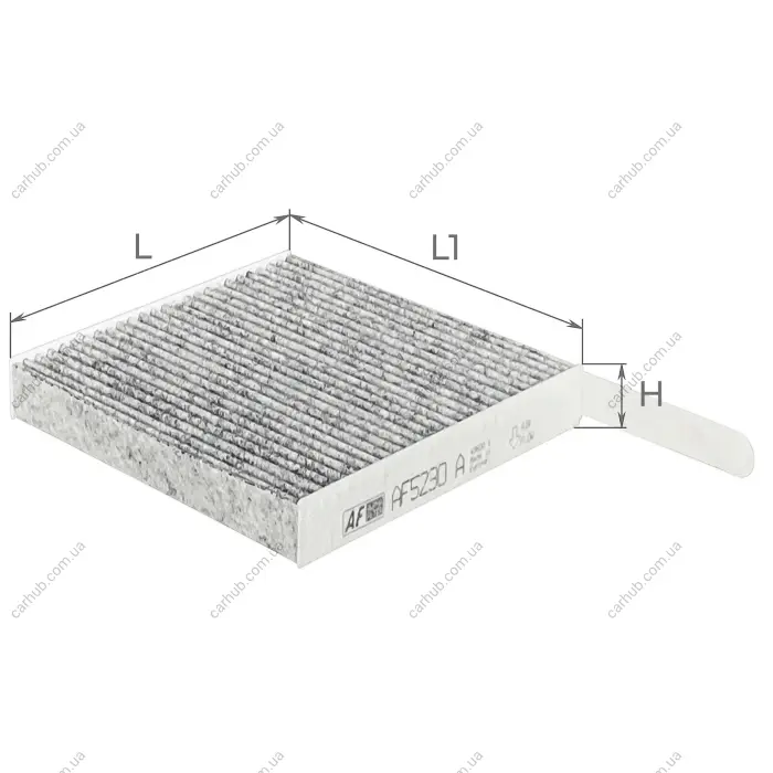 Фільтр салону Renault Clio 05-14/Duster 10-18/Logan 04-/Nissan Micra 03-10/Note 06-13 (вугільний) (без кришки) ALPHA FILTER AF5230a (фото 1)