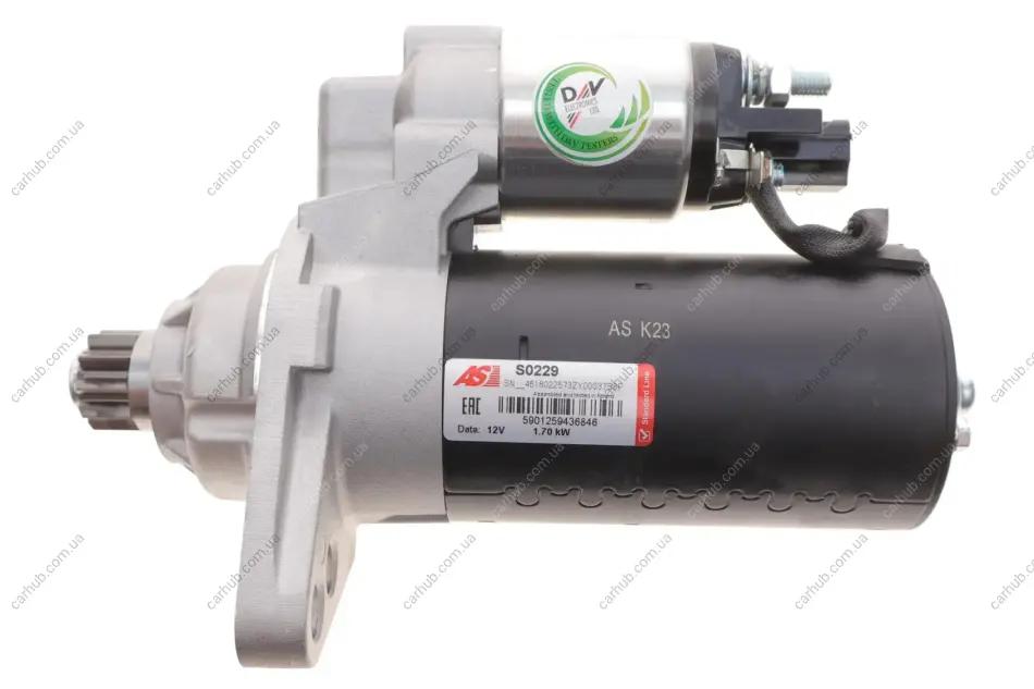 Стартер VW Caddy III 2.0SDI 04-10 (12V/1.7kw) (z=10) AS AS-PL S0229 (фото 1)