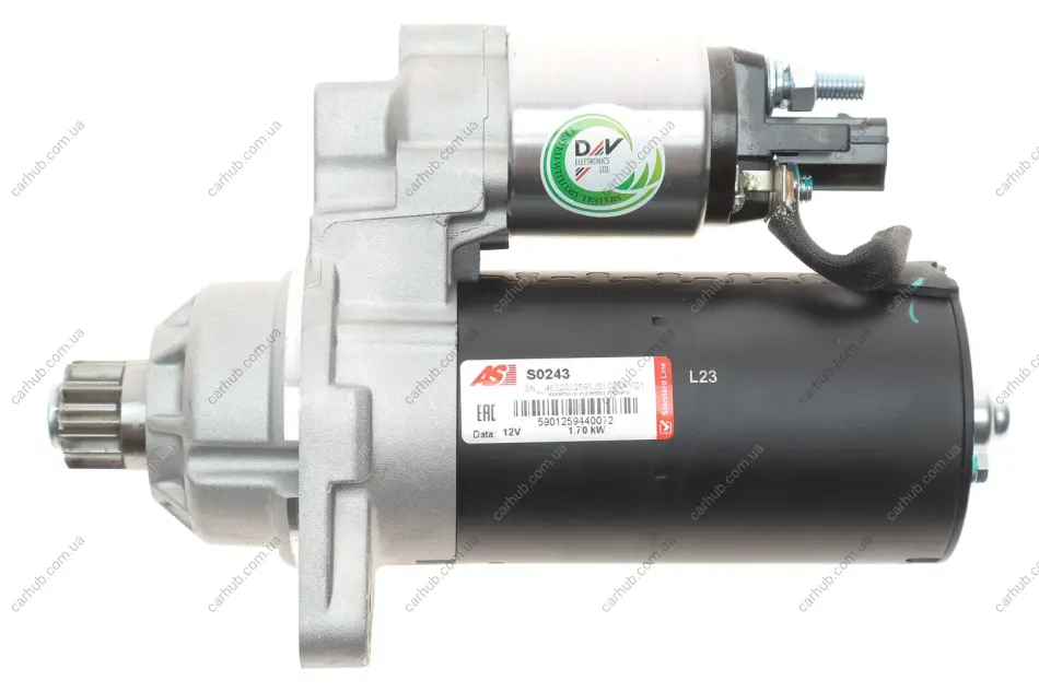 Стартер Audi A3/Q3/Skoda Fabia/Yeti/VW Caddy/T5/Golf/Passat 1.9-2.0 TDI/TSI 03-15 (1.7kw) (z=10) AS AS-PL S0243 (фото 1)