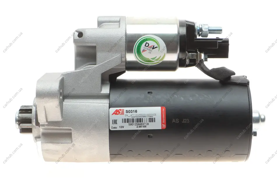 Стартер Audi Q7/VW Touareg 3.0 TDI 04-18 (12V/2kw) (z=9) AS-PL S0316 (фото 1)