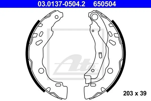 Гальмівна колодка DS DS 3 CITROEN C3 II, C3 III, C3 ORIGIN III, C4 CACTUS, C-ELYSEE, DS3 PEUGEOT 208, 208 I, 208 II, 301 1.0-1.6LPG 09.09- ATE 03.0137-0504.2 (фото 1)