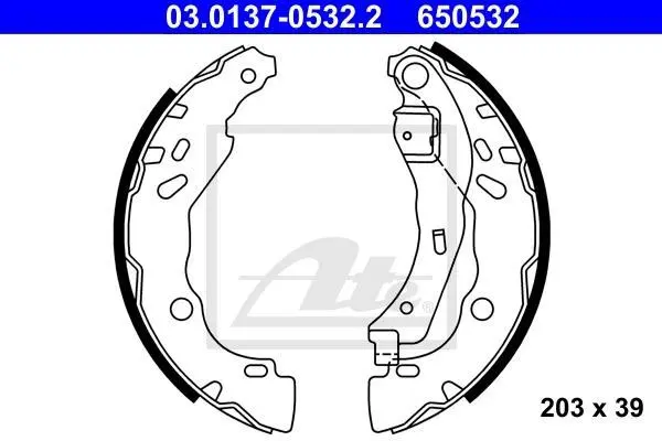 Гальмівна колодка DACIA LOGAN, LOGAN II, LOGAN MCV II, SANDERO, SANDERO II RENAULT CLIO II, CLIO IV, LOGAN I, LOGAN II, LOGAN/STEPWAY II, SANDERO/STEPWAY I, SANDERO/STEPWAY II 0.9-1.9D 02.98- ATE 03.0137-0532.2 (фото 1)