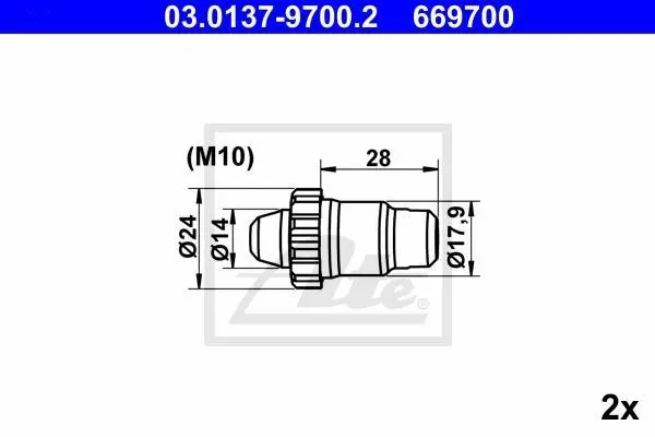 Саморегулятор барабанних колодок (2 шт) MERCEDES 123 (C123), 123 T-MODEL (S123), 123 (W123), /8 (W114), /8 (W115), CABRIOLET (W111, W112), COUPE (W111, W112), G (W461), G (W463) 08.59- ATE 03.0137-9700.2 (фото 1)