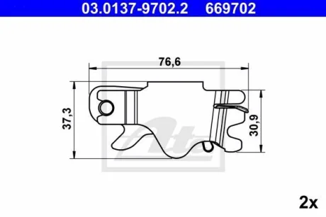 Саморегулятор барабанних колодок (2 шт) MERCEDES SPRINTER 4-T (B904) AUDI Q7 BMW 1 (E81), 1 (E82), 1 (E87), 1 (E88), 1 (F20), 1 (F21), 2 (F22, F87), 2 (F23), 3 (E46), 3 (E90) 1.5-6.0D 06.94- ATE 03.0137-9702.2