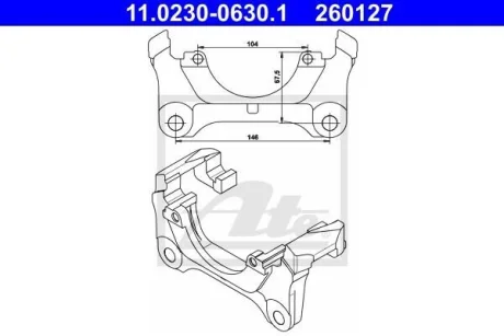 Скоба, супорт гальма передн лів/прав AUDI A6 C5, ALLROAD C5 2.5D-4.2 03.99-08.05 ATE 11.0230-0630.1
