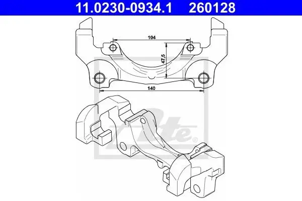 Скоба, супорт гальма передн VOLVO S60 II, S80 II, V60 I, V70 III, XC70 II FORD GALAXY II, GALAXY MK II, MONDEO IV, S-MAX LAND ROVER FREELANDER 2 1.5-4.4 03.06-12.18 ATE 11.0230-0934.1 (фото 1)