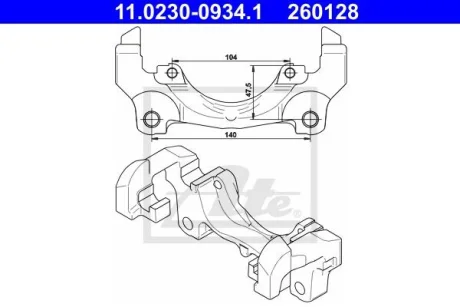 Скоба, супорт гальма передн VOLVO S60 II, S80 II, V60 I, V70 III, XC70 II FORD GALAXY II, GALAXY MK II, MONDEO IV, S-MAX LAND ROVER FREELANDER 2 1.5-4.4 03.06-12.18 ATE 11.0230-0934.1