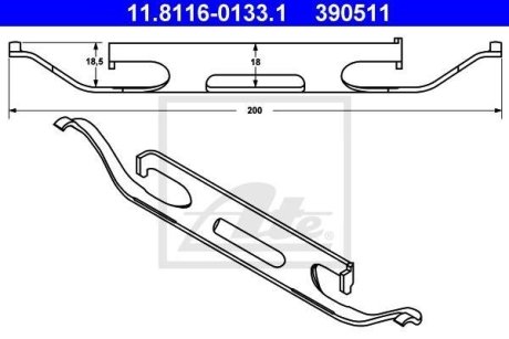 Планка супорта (переднього) прижимна (к-кт) MB E-class (W210/W211) 96-08/GL-class (X164) 06-12 ATE 11.8116-0133.1