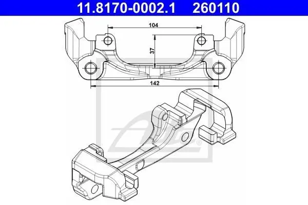Скоба, супорт гальма передн DACIA DOKKER, DUSTER, LODGY RENAULT ARKANA I, CAPTUR I, DUSTER, FLUENCE, GRAND SCENIC III, KAPTUR, LODGY, MEGANE, MEGANE III, SCENIC III 1.0-Electric 11.08- ATE 11.8170-0002.1 (фото 1)