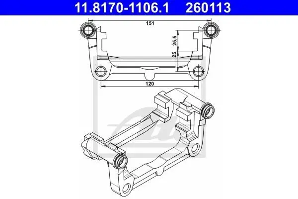 Скоба, супорт гальма задн лів/прав CHEVROLET CRUZE, ORLANDO, TRAX, VOLT OPEL AMPERA, ASTRA J, ASTRA J GTC, CASCADA, ZAFIRA C 1.3D-2.0D 05.09- ATE 11.8170-1106.1 (фото 1)