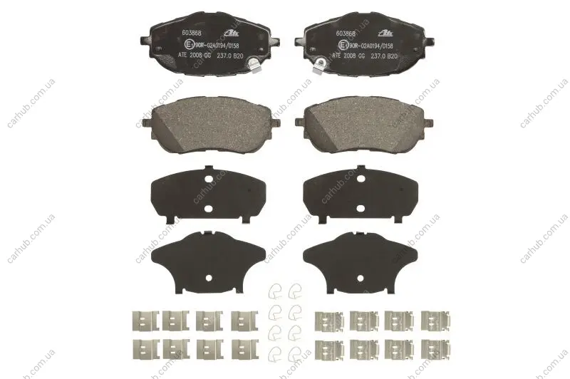 Комплект гальмівних колодок передн, TOYOTA AURIS, COROLLA 1.2-1.8H 10.12-08.19 ATE 13.0460-3868.2 (фото 1)