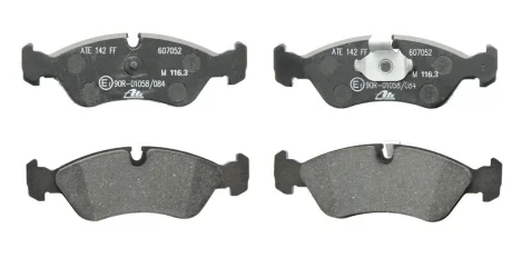 Комплект гальмівних колодок передн, DAEWOO ARANOS, CIELO, ESPERO, LANOS, NEXIA OPEL ASCONA C, ASTRA F, ASTRA F CLASSIC, CALIBRA A, KADETT E, OMEGA A, VECTRA A, VECTRA B 1.4-2.4 08.84- ATE 13.0460-7052.2