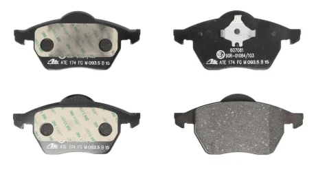 Комплект гальмівних колодок передн, AUDI A3, A4 B5, A6 C4, TT SEAT IBIZA III, LEON, TOLEDO II SKODA OCTAVIA I VW GOLF III, GOLF IV, NEW BEETLE, PASSAT B3/B4, VENTO 1.4-2.9 06.91-12.10 ATE 13.0460-7081.2