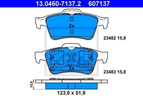 Колодки гальмівні (задні) Renault Laguna/Megane 01- ATE 13.0460-7137.2