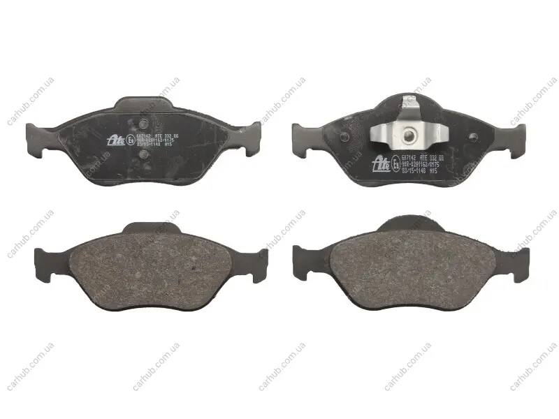 Комплект гальмівних колодок передн, FORD FIESTA, FIESTA IV, FIESTA V, FUSION, KA, PUMA, STREET KA MAZDA 121 III, 2 TOYOTA YARIS 1.0-1.8D 08.95-06.20 ATE 13.0460-7142.2 (фото 1)