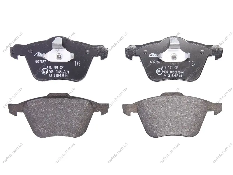 Комплект гальмівних колодок передн, VOLVO S60 I, S80 I, V70 II, XC90 I 2.0-4.4 05.98-12.14 ATE 13.0460-7187.2 (фото 1)