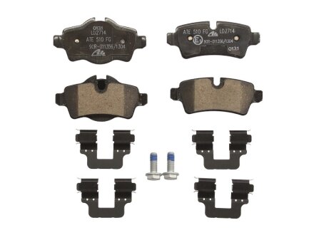 Керамічні гальмівні колодки задн (з комплектуючими з гвинтами гальмівного супорта), MINI (R56), (R57), (R58), (R59), CLUBMAN (R55), CLUBVAN (R55) 1.4-2.0D 09.06-06.15 ATE 13047027142