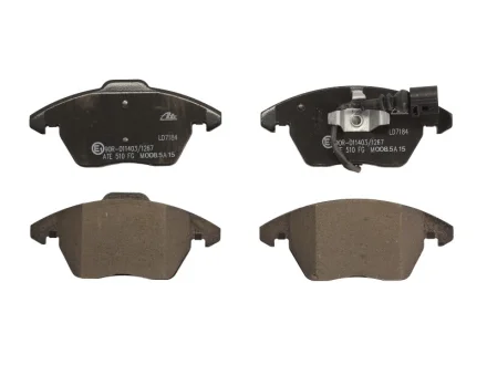 Керамічні гальмівні колодки передн, AUDI A1, A3, TT SEAT ALTEA, ALTEA XL, IBIZA IV, IBIZA IV SC, IBIZA IV ST, LEON, TOLEDO III, TOLEDO IV SKODA FABIA II, FABIA II PRAKTIK 1.0-Electric 02.98- ATE 13.0470-7184.2