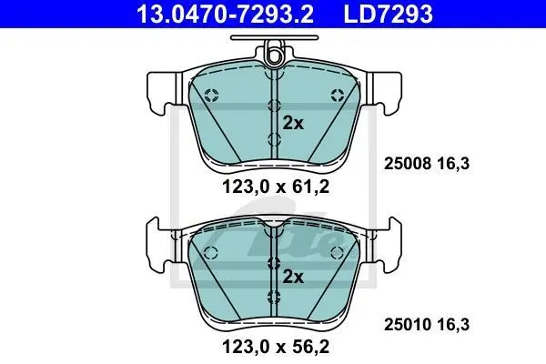 Керамічні гальмівні колодки задн, AUDI A3, Q2, Q3, TT CUPRA CA SEAT CA, LEON, LEON SC, LEON ST, TARRACO SKODA KAROQ, SUPERB III VW ARTEON, ARTEON SHOOTING BRAKE 1.0-Electric 04.12- ATE 13.0470-7293.2 (фото 1)