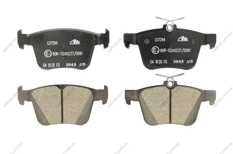 Керамічні гальмівні колодки задн, AUDI A3, Q2, Q3, TT CUPRA CA SEAT CA, LEON, LEON SC, LEON SPORTSTOURER, LEON ST, TARRACO SKODA KAROQ, KODIAQ I, OCTAVIA III 1.0-Electric 04.12- ATE 13.0470-7294.2 (фото 1)