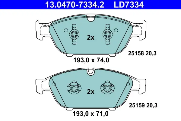Керамічні гальмівні колодки передн, AUDI A6 C7, A7, A8 D4 1.8-6.3 11.09-09.18 ATE 13.0470-7334.2 (фото 1)