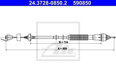 Трос зчеплення Peugeot Partner (з авторегул.) ATE 24.3728-0850.2