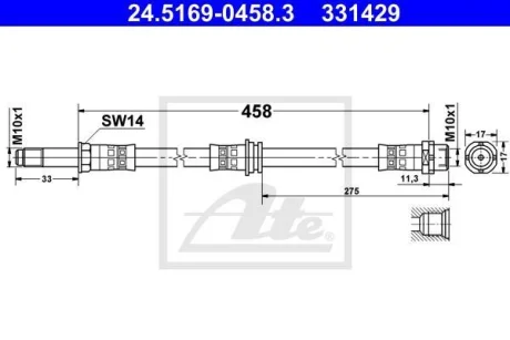 Шланг гальмівний BMW 316 01-05 /L+P/ ATE 24516904583