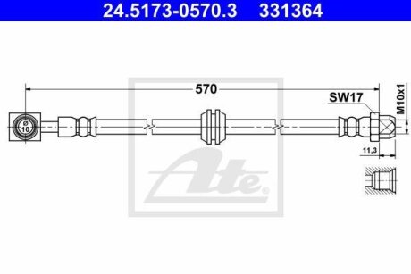 Фото шланг гальмівний MINI COOPER 03- /L+P/ ATE 24517305703 Шланг гальмівний MINI COOPER 03- /L+P/ ATE 24517305703