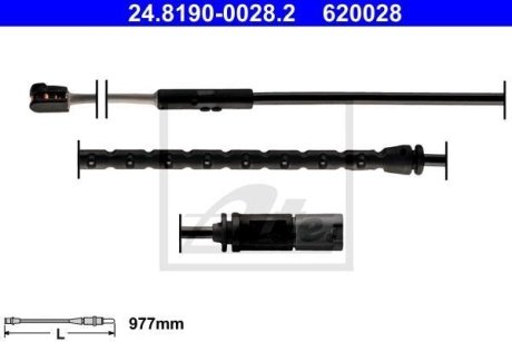 Датчик зносу гальмівних колодок (задніх) BMW X5 (E70)/X6 (E71/E72) 07- (L=977mm) ATE 24.8190-0028.2