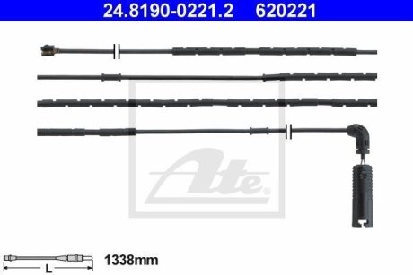 Датчик зносу гальмівних колодок (задніх) BMW 3 (E46) 98-06 (L=1338mm) ATE 24.8190-0221.2