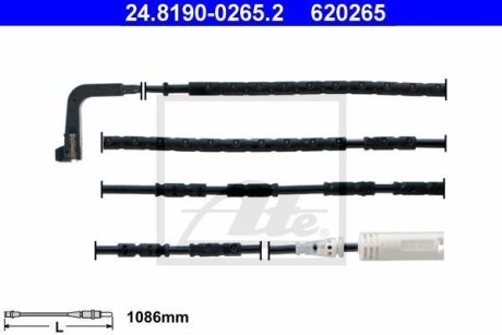 Датчик зносу гальмівних колодок (задніх) BMW 3 (E90/E91/E92) 03-12 (L=1086mm) ATE 24.8190-0265.2