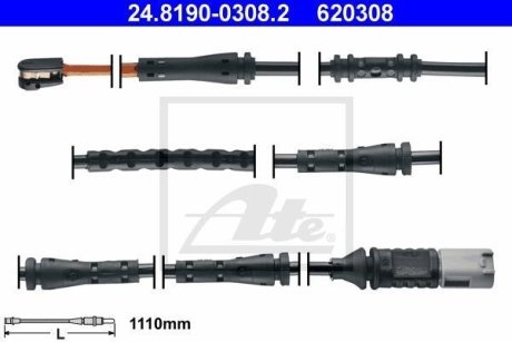 Датчик зносу гальмівних колодок (задніх) BMW 5 (F11) 09-17 (L=1110mm) ATE 24.8190-0308.2