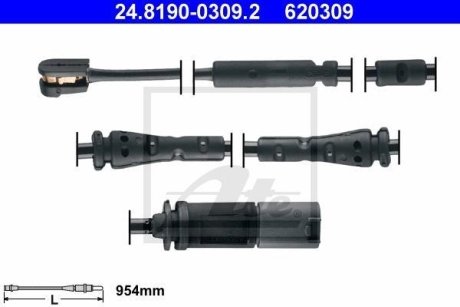 Датчик зносу гальмівних колодок (передніх) BMW X3 (F25) 10-17/X4 (F26) 14-18 (L=954mm) ATE 24.8190-0309.2 (фото 1)