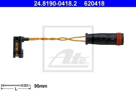 Датчик зносу гальмівних колодок MB Sprinter/VW Crafter 06- (L=95mm) ATE 24.8190-0418.2 (фото 1)