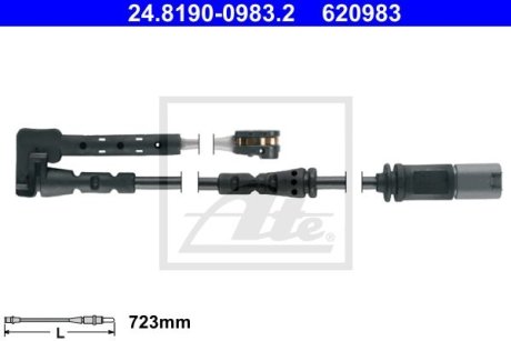 Датчик зносу гальмівних колодок (передніх) BMW X1 (F48)/X2 (F39) /Mini Cooper 13- (L=474mm+L=249mm) ATE 24.8190-0983.2