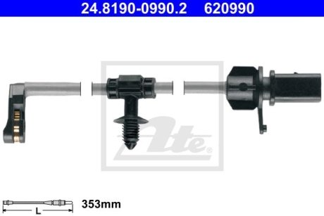 Датчик зносу гальмівних колодок (задніх) Audi A6/A7/E-tron/Q5 16- (L=353mm) ATE 24.8190-0990.2