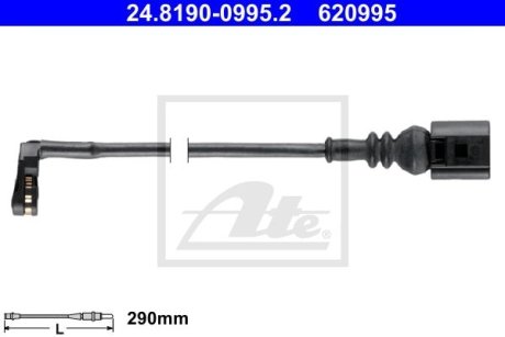 Датчик зносу гальмівних колодок (передніх) VW Crafter/Man TGE 2.0TDI 16- (L=290mm) ATE 24.8190-0995.2