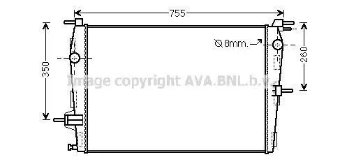 Радіатор, Система охолодження двигуна AVA COOLING RT2458 (фото 1)