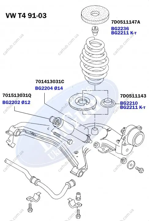 Проставка пружини (задньої/нижня) VW Т4 91-03 BELGUM PARTS BG2210 (фото 1)