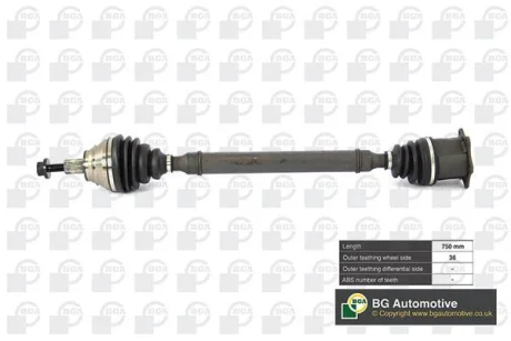 Піввісь Caddy 1.9/2.0 TDI 04- (DSG) Пр. BGA DS0100R
