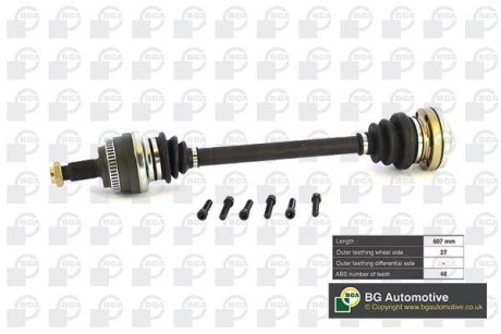 Полуось BMW 1(E81/F20)/3(E90) 04-дв.N47D20/N52B30 (27z/607mm +ABS 48z) Л. BGA DS0900L