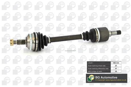 Піввісь Scudo/Jumpy 2.0JTD 00>06 Л. (+ABS/632мм) BGA DS1418L
